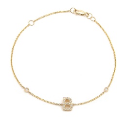 diamond initial fashion bracelet b (14k) (6+1)