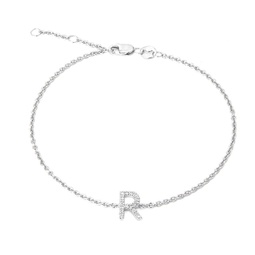 silver diamond r initial bracelet 7+1