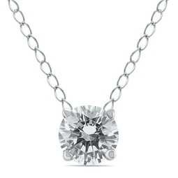 1/2 carat floating round diamond solitaire necklace in 14k white gold
