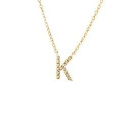silver diamond initial k necklace w/18k yg plate