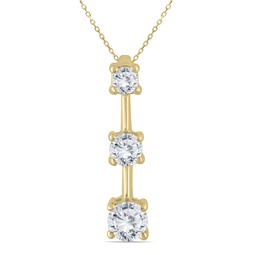 1 carat tw three stone diamond pendant in 14k yellow gold