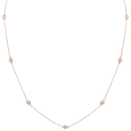 1 carat tw bezel set diamond station necklace in 14k rose gold