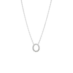 silver diamond initial o necklace