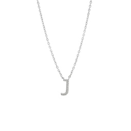silver diamond initial j necklace