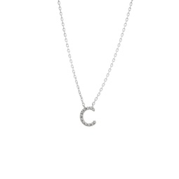 silver diamond initial c necklace