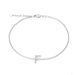 silver diamond f initial bracelet 7+1