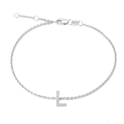 silver diamond l initial bracelet 7+1