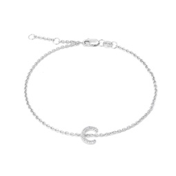 silver diamond c initial bracelet 7+1