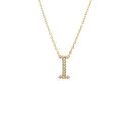 silver diamond initial i necklace w/18k yg plate