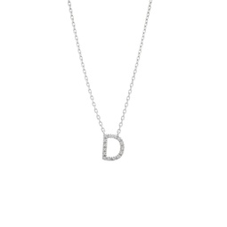 silver diamond initial d necklace