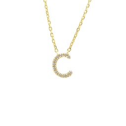 silver diamond initial c necklace w/18k yg plate