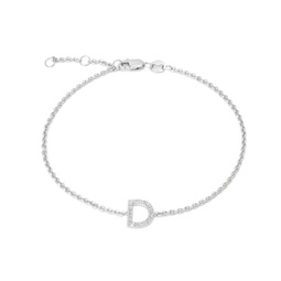 silver diamond d initial bracelet 7+1