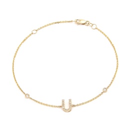 diamond initial fashion bracelet u (14k) (6+1)
