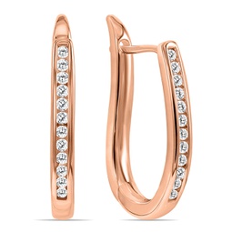 1/4 carat tw channel set diamond hoop earrings in 10k rose gold