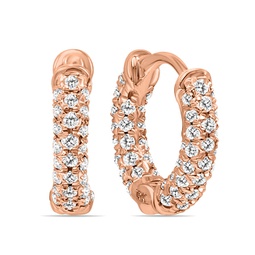 1/3 carat tw small diamond huggie hoop earrings in 10k rose gold