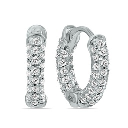 1/3 carat tw small diamond huggie hoop earrings in 10k white gold
