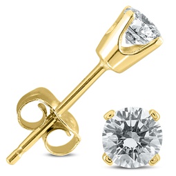 3/8 carat tw round diamond solitaire stud earrings in 14k yellow gold (i-j color, si2-si3 clarity)