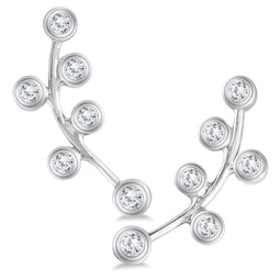 1/4 ctw genuine diamond bubble climbing earrings in 14k white gold