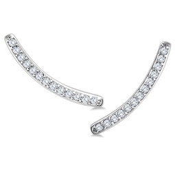 1/8 ctw genuine diamond climbing earrings in 14k white gold