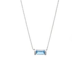blue topaz and diamond necklace (14kwg)