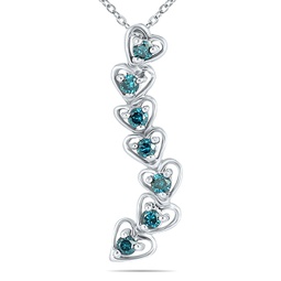 1/3 carat tw blue diamond journey heart pendant in 10k white gold
