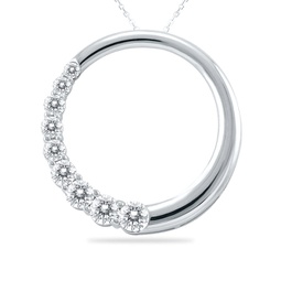 1/2 ctw 9 stone genuine diamond circle pendant in 10k white gold