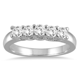 3/4 carat tw five stone diamond wedding band in 10k white gold
