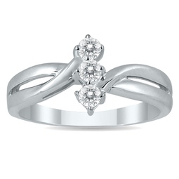 1/4 carat tw three stone diamond ring in 10k white gold