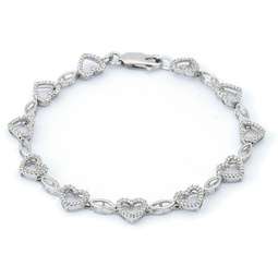 silver diamond heart bracelet