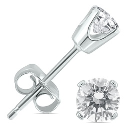 1/4 carat tw round diamond solitaire stud earrings in 14k white gold