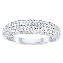 womens 1/2 carat tw round diamond pave set wedding anniversary band in 10k white gold