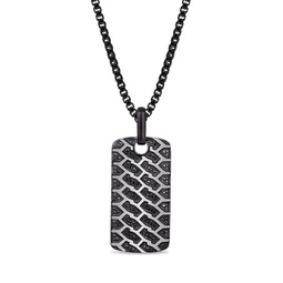 fast track black rhodium plated sterling silver tire tread black diamond tag