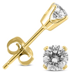 3/8 carat tw round diamond solitaire stud earrings in 14k yellow gold