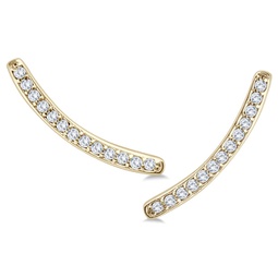 1/8 ctw genuine diamond climbing earrings in 14k yellow gold