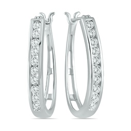 1 carat tw diamond hoop earrings in 10k white gold