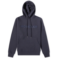 Moncler Logo Drawstring Popover Hoodie Navy
