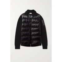 MONCLER Ribbed wool and quilted glossed-shell down jacket