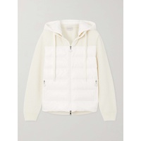 MONCLER Ribbed wool and quilted shell down hoodie