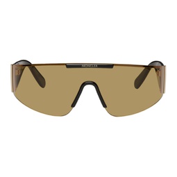 Black & Gold Shield Sunglasses 231111M134031