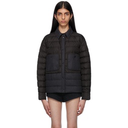 Black Quilted Down Jacket 222111F061028
