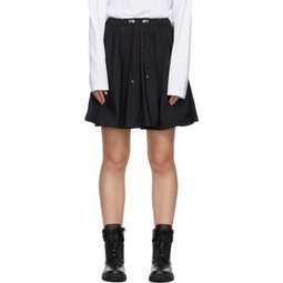 Black Gathered Mini Skirt 221111F090000