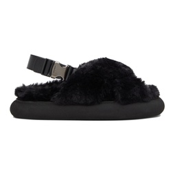 Black Solarisse Faux-Fur Sandals 222111F124001