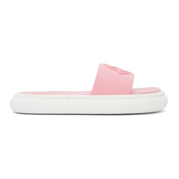 Pink & White Slyder Flat Sandals 221111F124001