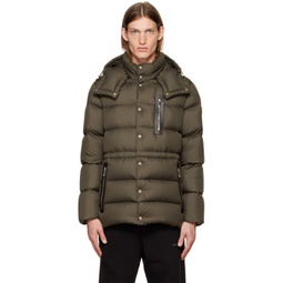 Khaki Short Bauges Down Jacket 222111M178041