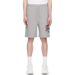 Gray Flocked Shorts 231111M193038