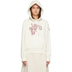 White Embroidered Hoodie 231111F097017