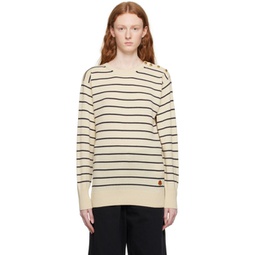 Beige Striped Sweater 231111F096002