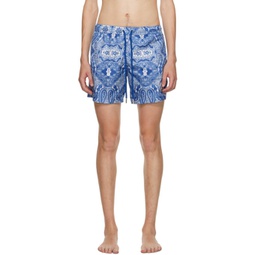 Blue Bandana Print Swim Shorts 232111M208003