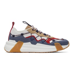 White & Navy Compassor Sneakers 212111M237021