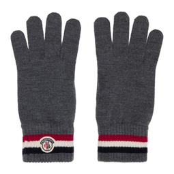 Gray Tricolor Knit Gloves 222111M135003